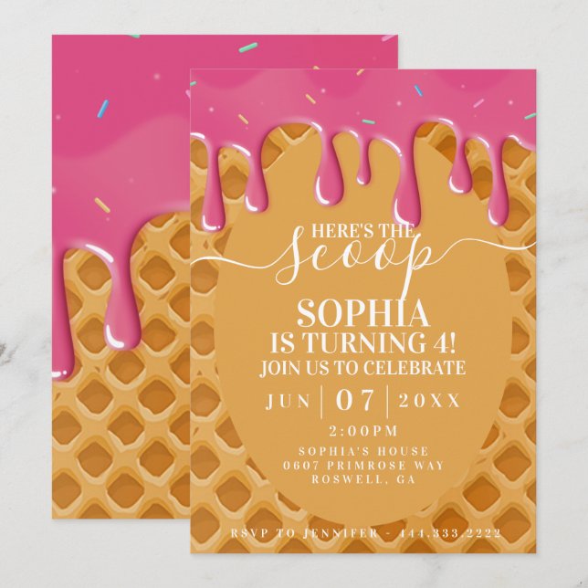 Ice Cream Kids Birthday Invitation (Front/Back)