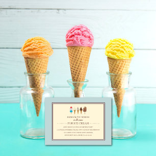 Ice Cream Kids Birthday Party Invitations
