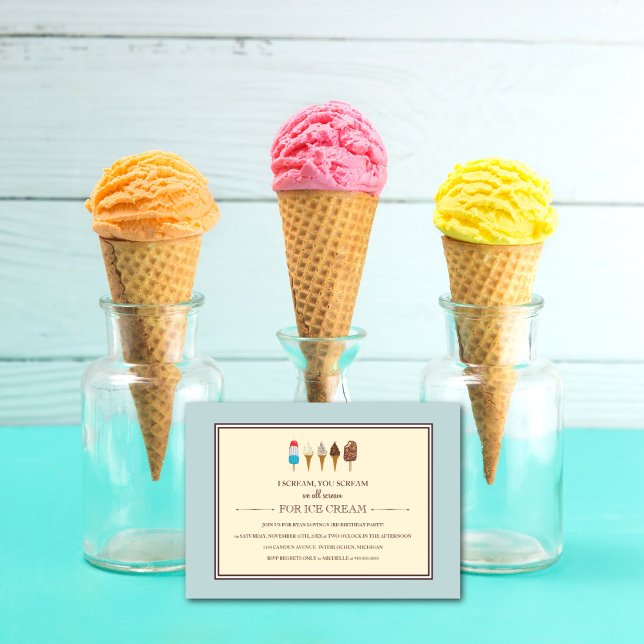 Ice Cream Kids Birthday Party Invitations (Creator Uploaded)