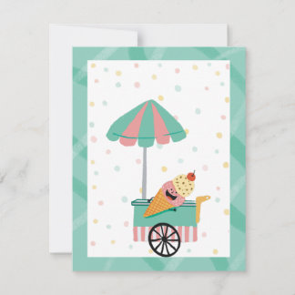 Ice Cream Kids Birthday Party Thank You Card