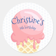 Ice Cream kids birthday pink blue name 