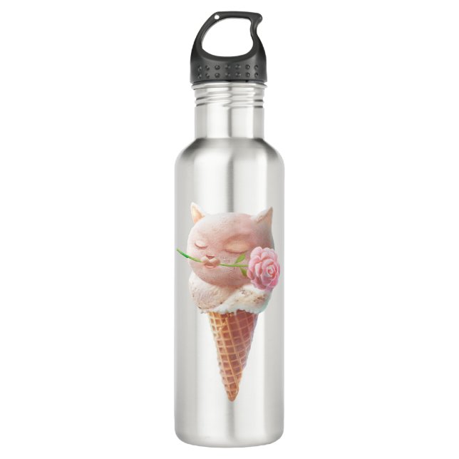 Ice Cream Kitty – Rosy & Dreamy 710 Ml Water Bottle (Front)