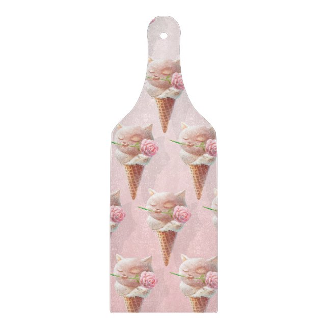 Ice Cream Kitty – Rosy & Dreamy Cutting Board (Front)