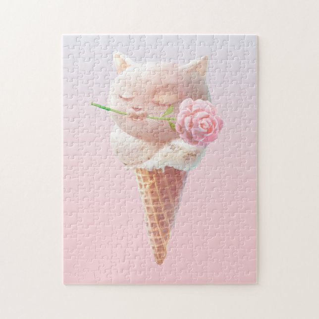 Ice Cream Kitty – Rosy & Dreamy Jigsaw Puzzle (Vertical)