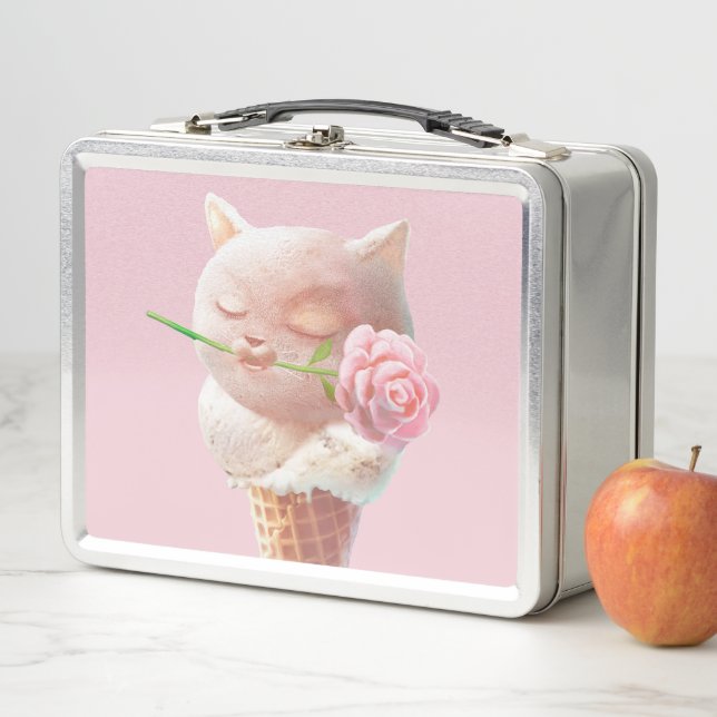 Ice Cream Kitty – Rosy & Dreamy Metal Lunch Box (In Situ)
