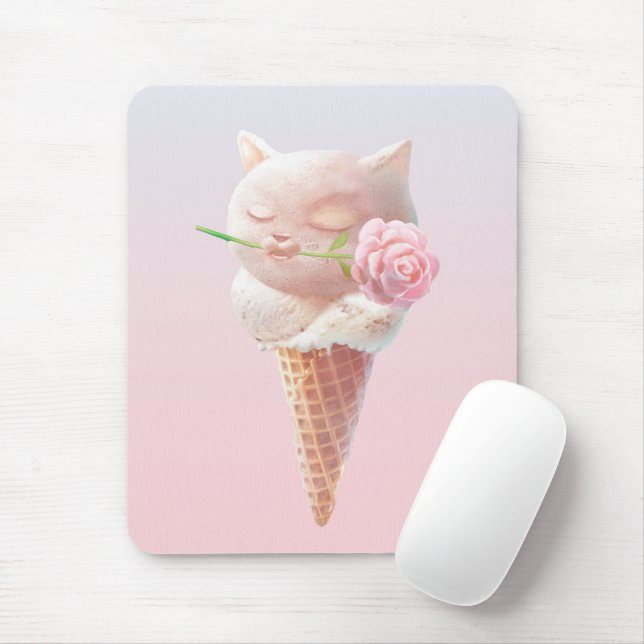 Ice Cream Kitty – Rosy & Dreamy Mouse Mat (With Mouse)