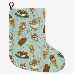 Ice Cream Large Christmas Stocking