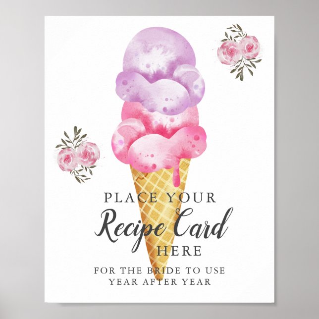 Ice Cream Leave Recipe Card Here Sign (Front)