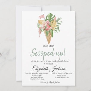 Ice Cream Leaves Strawberry Bridal Shower  Invitation