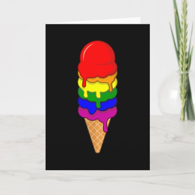 Ice Cream LGBT Pride Month LGBTQ Rainbow Flag Card (Front)