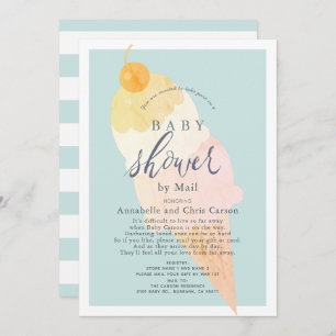 Ice Cream Light Blue Boy Baby Shower by Mail Invitation