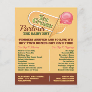 Ice Cream Logo, Ice Cream Parlour Advertising Flyer