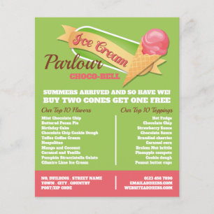 Ice Cream Logo, Ice Cream Parlour Advertising Flyer