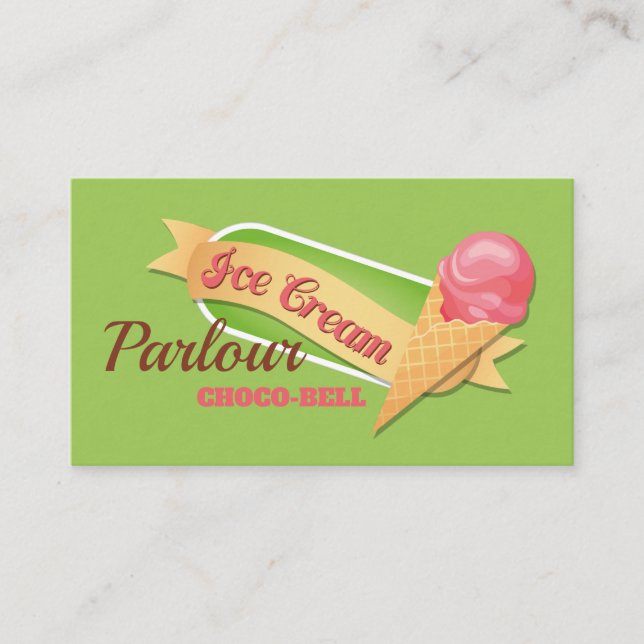 Ice Cream Logo, Ice Cream Parlour Business Card (Front)