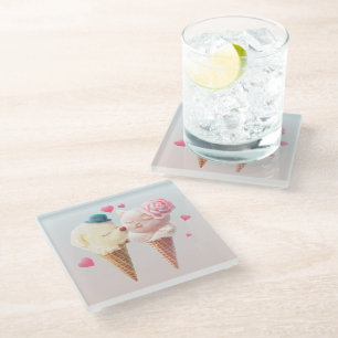 Ice Cream Love Glass Coaster