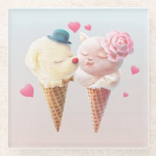 Ice Cream Love Glass Coaster