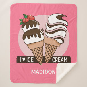 Ice Cream Lover custom name & colour blankets