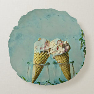 Ice cream lover gift round cushion