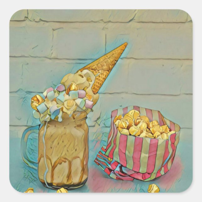 Ice cream lover gift square sticker (Front)
