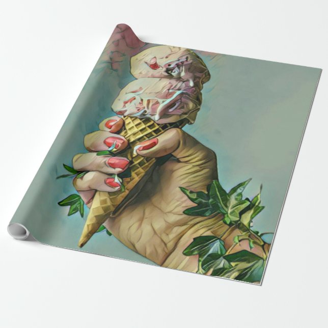 Ice cream lover gift wrapping paper (Unrolled)