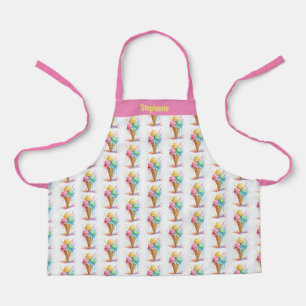 Ice Cream Lover Girly Personalised Name Apron