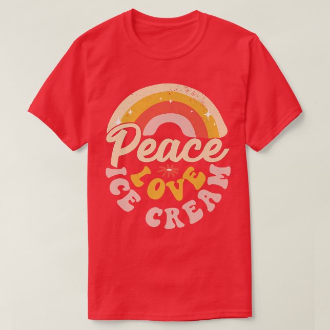 Ice Cream Lover Summer Candy Cone Kawaii Peace Lov T-Shirt (Design Front)