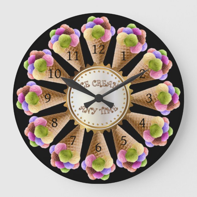 Ice Cream Lovers ~ Time For Ice Cream ~ Large Clock (Front)