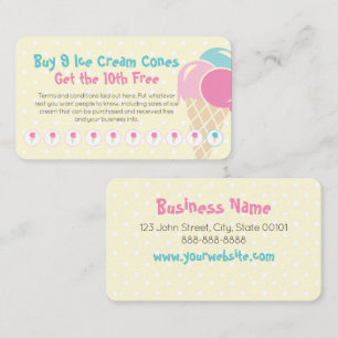 Ice Cream Loyalty Stamp Punch Card - Buy 9 Get 1