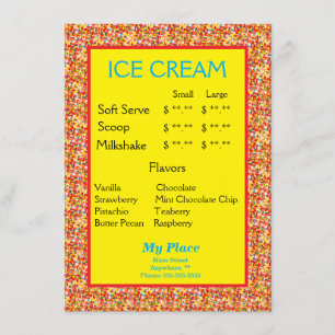 Ice Cream Menu Sprinkles Border