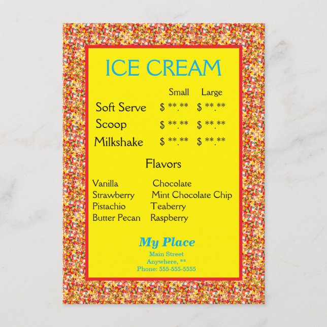 Ice Cream Menu Sprinkles Border (Front)