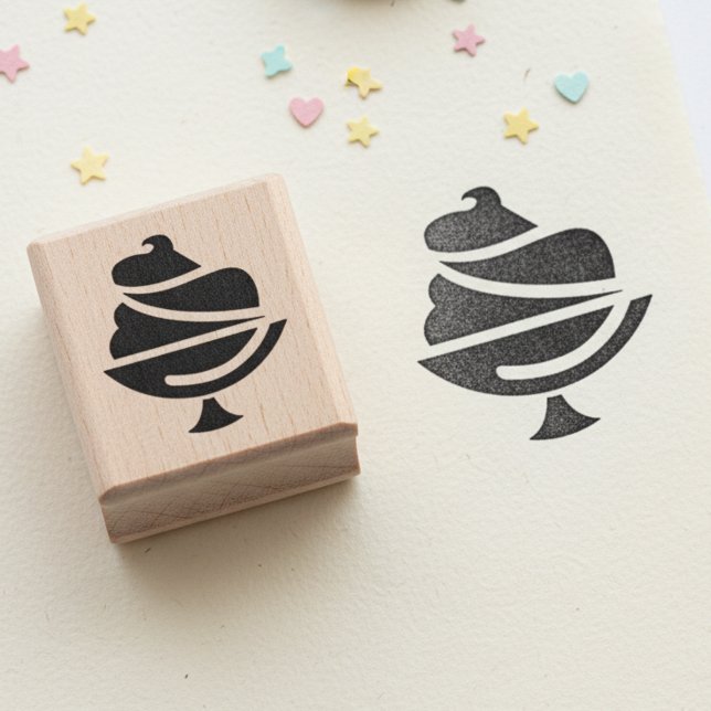 Ice Cream Mini Wooden Art Stamp (Miniature ice cream wooden art stamp.)
