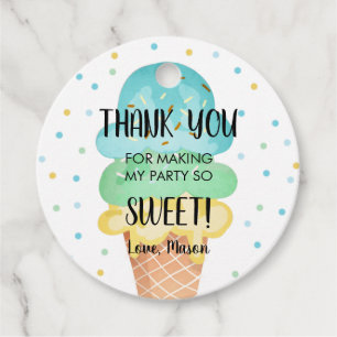 Ice Cream Mint Blue Yellow Sweet Boy Birthday Favour Tags