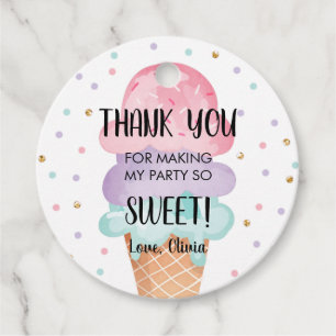 Ice Cream Mint Pink Purple Sweet Girl Birthday Favour Tags