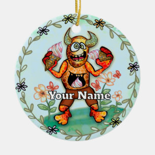 Ice Cream Monster Ceramic Tree Decoration