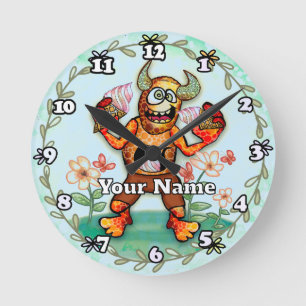 Ice Cream Monster Round Clock