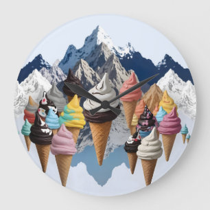 Ice Cream Mountains Large Clock