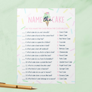 Ice Cream Name The Cake Shower Game Pack Notepad