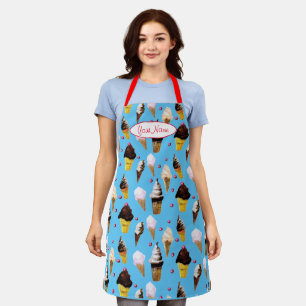 Ice Cream Parlor Retro Sky Blue Apron