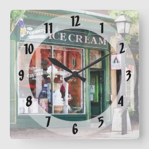 Ice Cream Parlour Alexandria VA Square Wall Clock