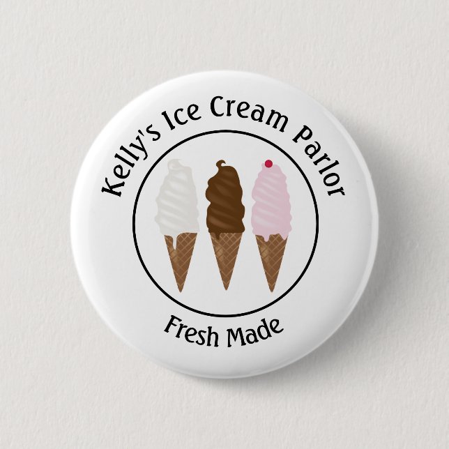Ice Cream Parlour Logo  6 Cm Round Badge (Front)