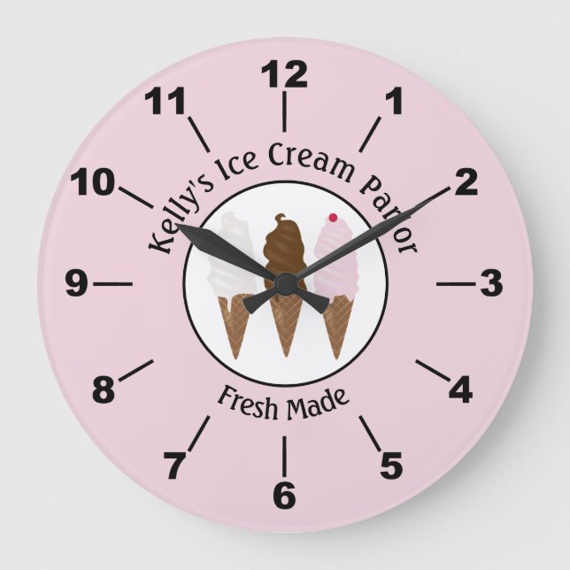 Ice Cream Parlour Logo Large Clock (Front)