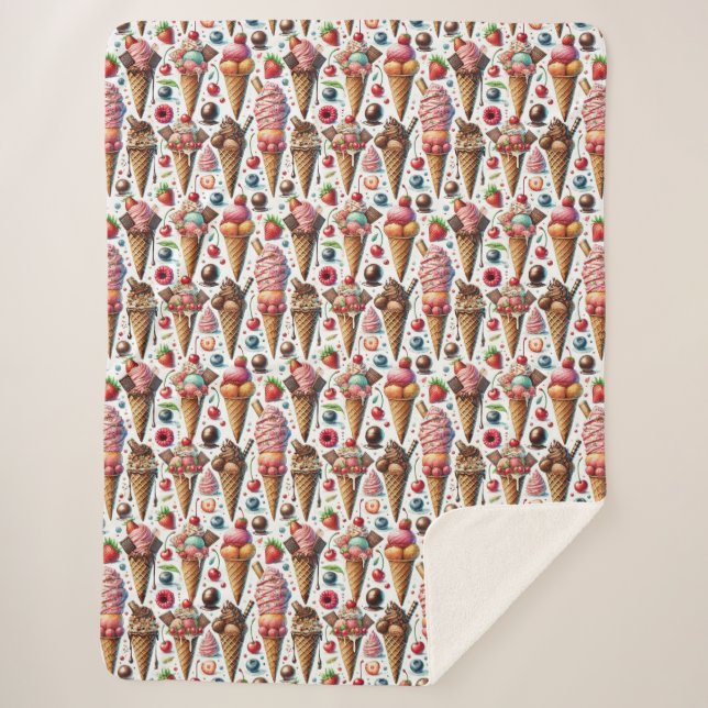Ice-Cream Parlour Party Sherpa Blanket (Front)
