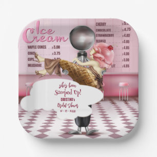 Ice cream Parlour She's Been Scooped Up Paper Plate