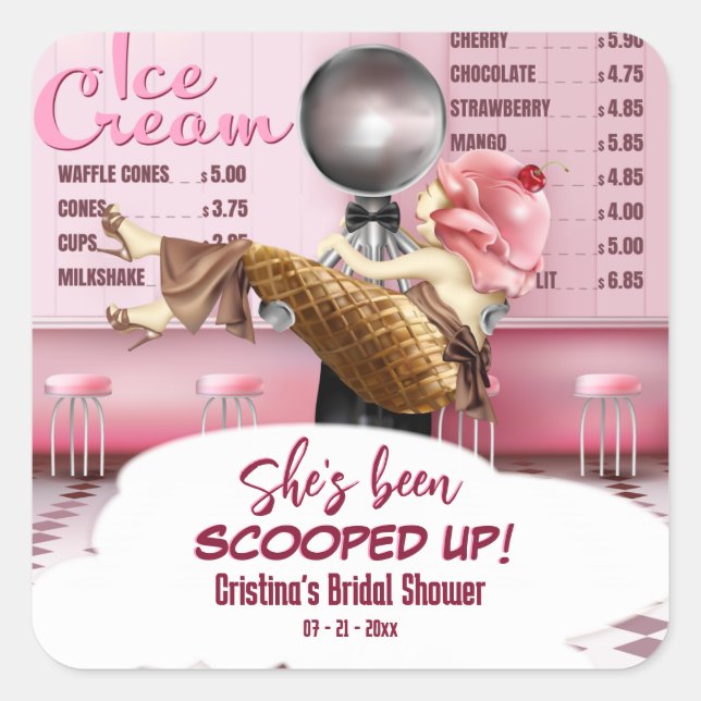 Ice cream Parlour She's Been Scooped Up Square Sticker (Front)