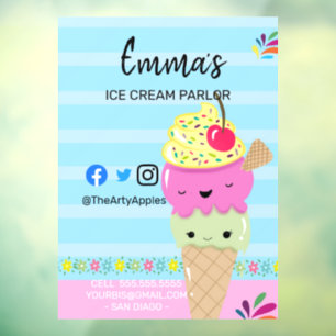 ice Cream parlour van party shop event food van Bu Window Cling