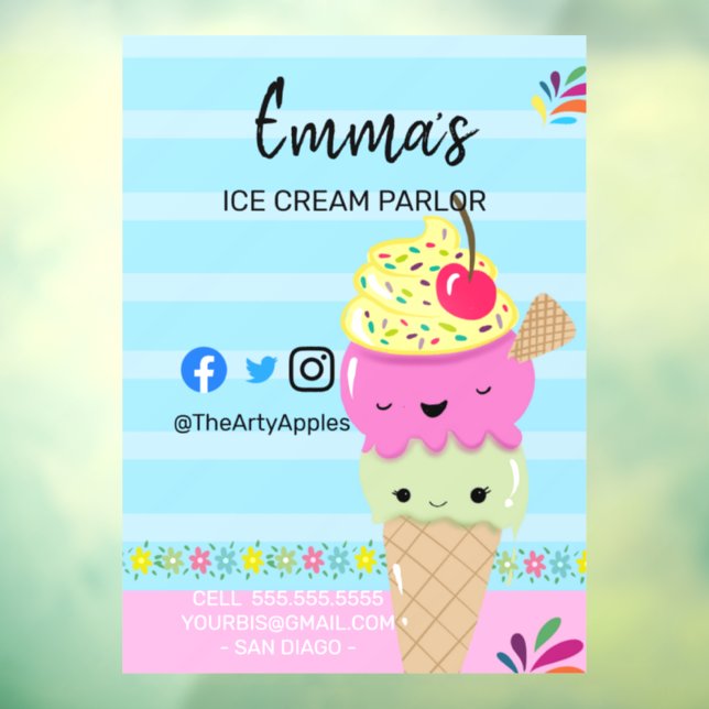 ice Cream parlour van party shop event food van Bu Window Cling (Sheet 3)