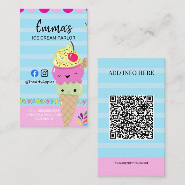 ice Cream parlour van party shop event food van Business Card (Front/Back)
