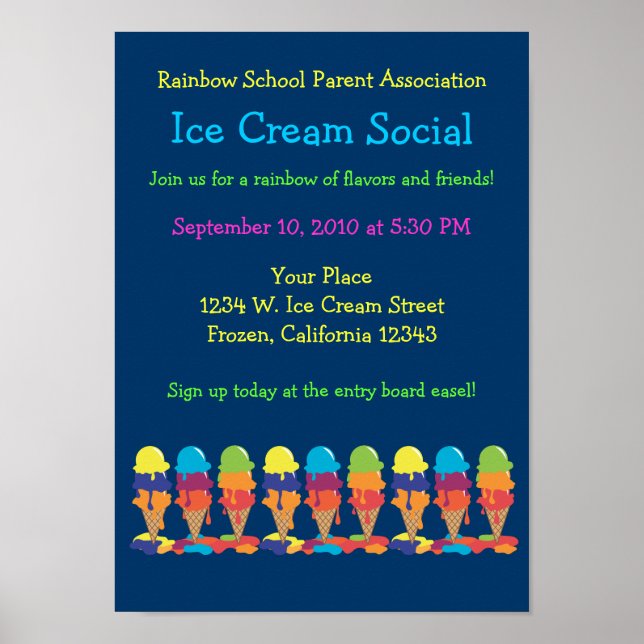 Ice Cream Party Annoucement Poster (Front)
