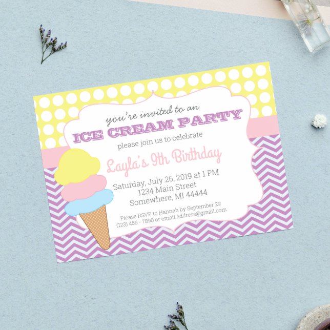Ice Cream Party Birthday, Ice Cream Social Invitat Invitation (Creator Uploaded)