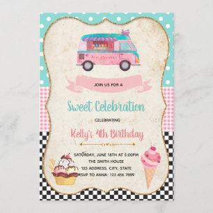 Ice Cream party birthday invitation